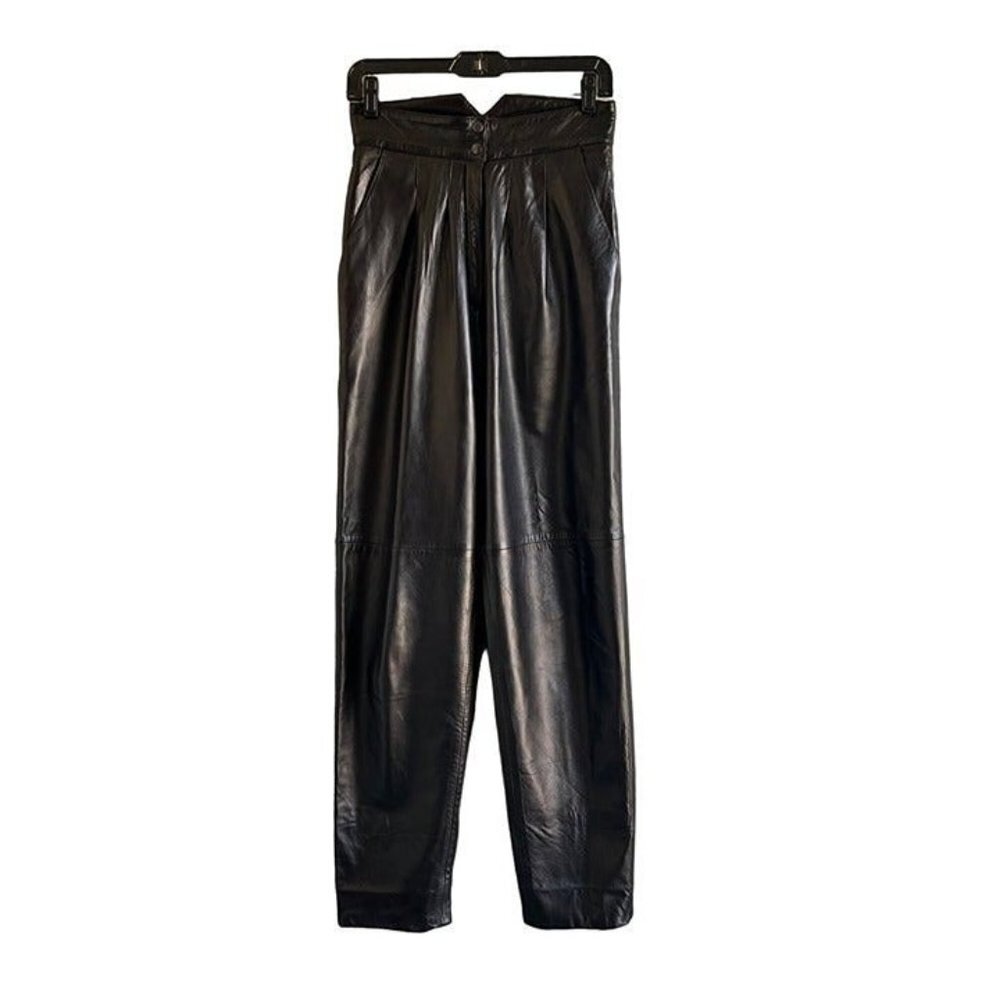 Vintage Serge Black Leather Straight Leg Pants SIze 10